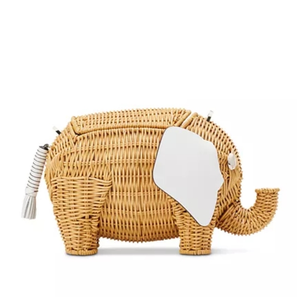 NEW KATE SPADE NEW YORK TINY WICKER ELEPHANT CROSSBODY BAG OPTIC WHITE - Picture 2 of 14